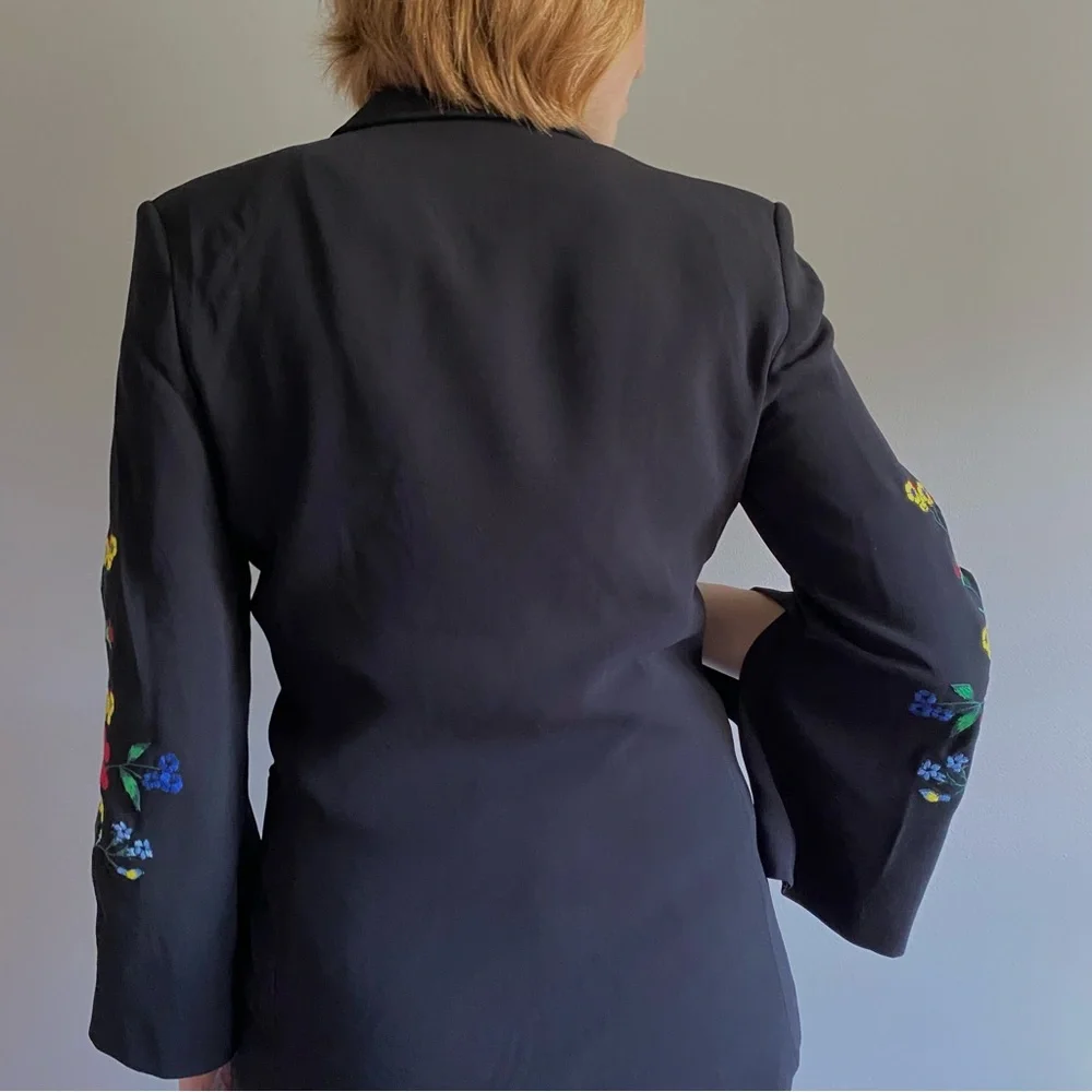 SOLD Juicy Couture Black Label embroidered blazer jacket floral elegant size S - Picture 8 of 11